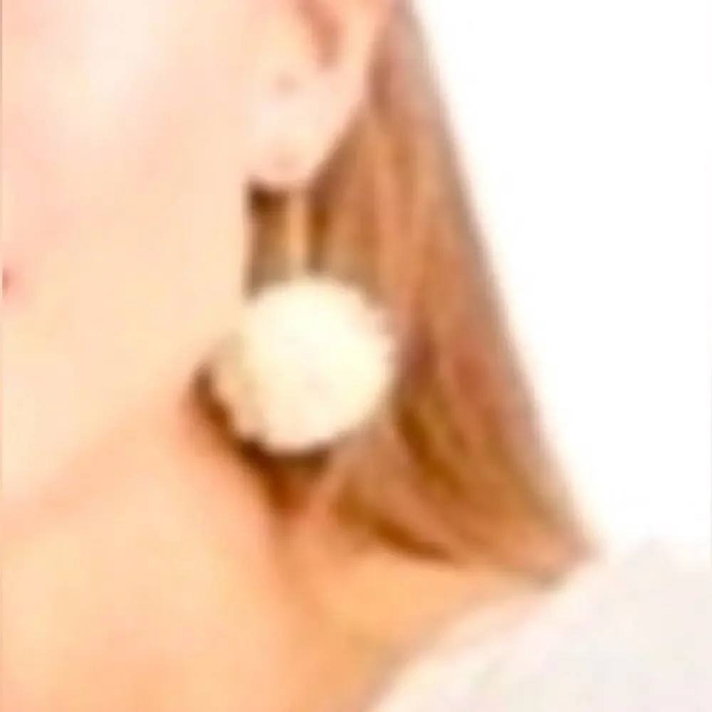 J CREW Pom Pom Earrings Dangle Drop Carnation Flower Gold tone Casual Jewelry